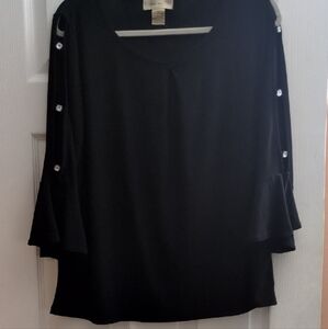 Chic Black Blouse with Button Accents